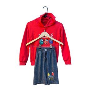 Among Us Impostor 2 Piece Set Sweatshirt + Soft Shorts Elastic Drawstring Waist